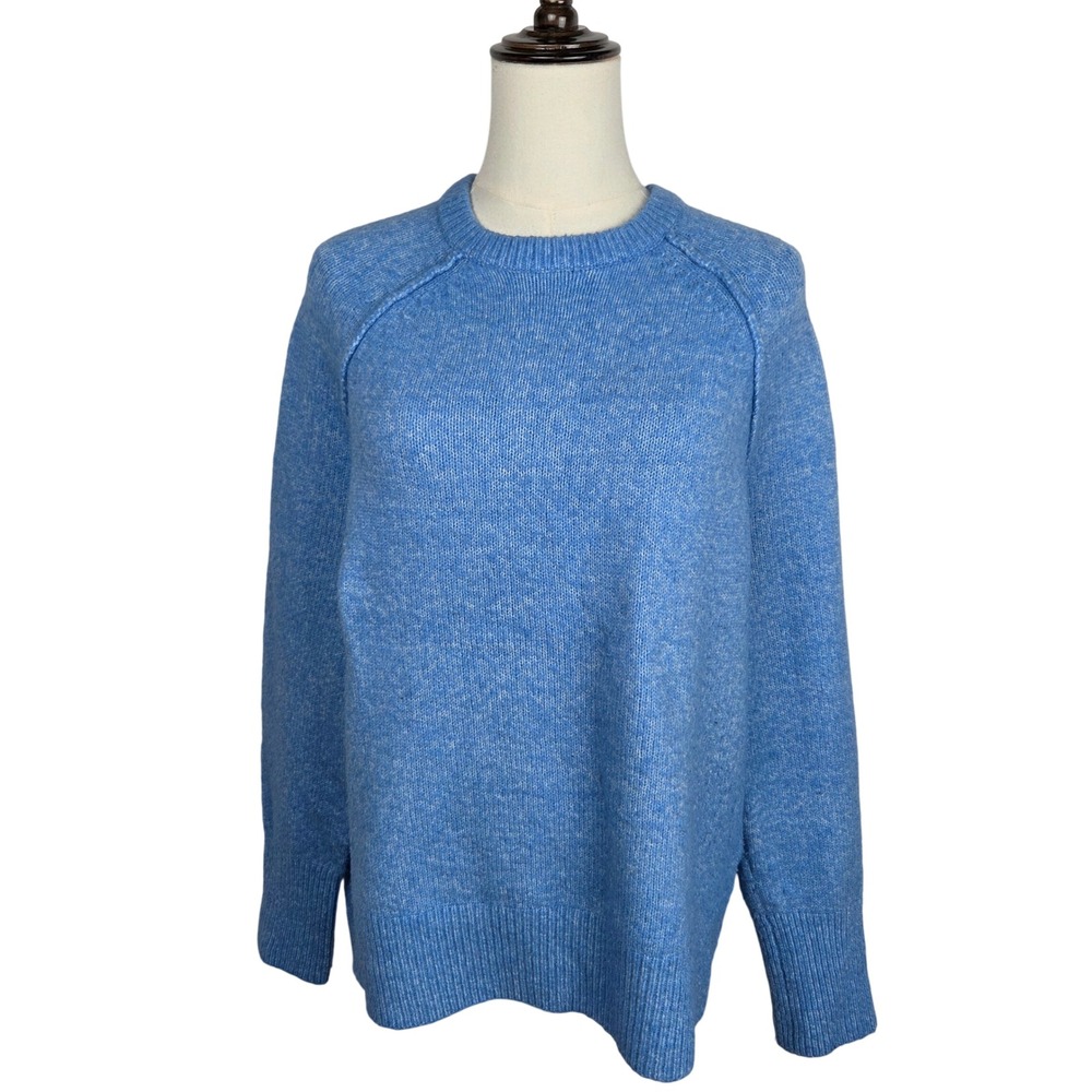 ASOS Design Crew Neck Sweater Size 4 Oversized Blue Marl Raglan Long Sleeve Knit
